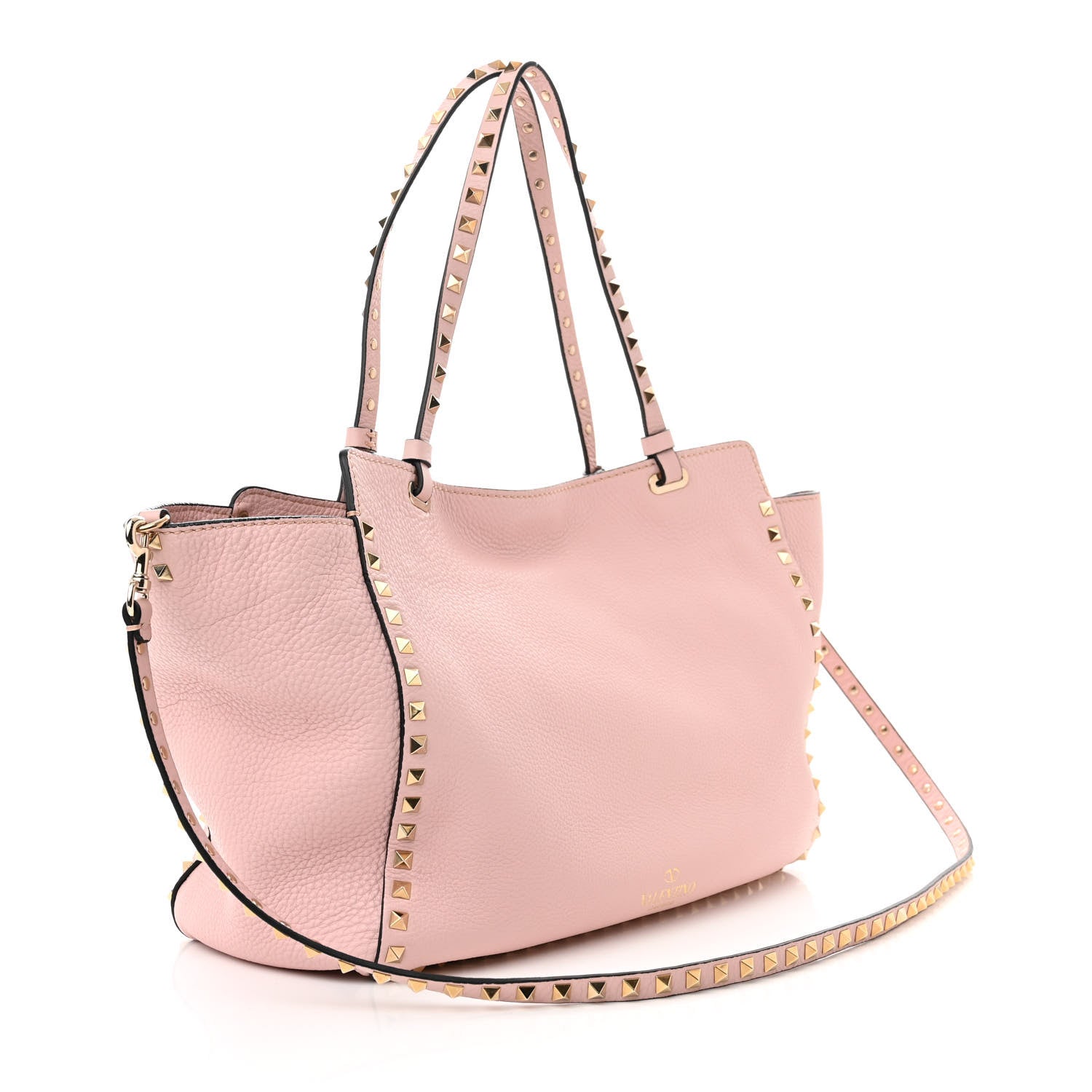 Valentino Garavani Pebbled Calfskin Medium Rockstud Tote Water Rose 3 of 10
