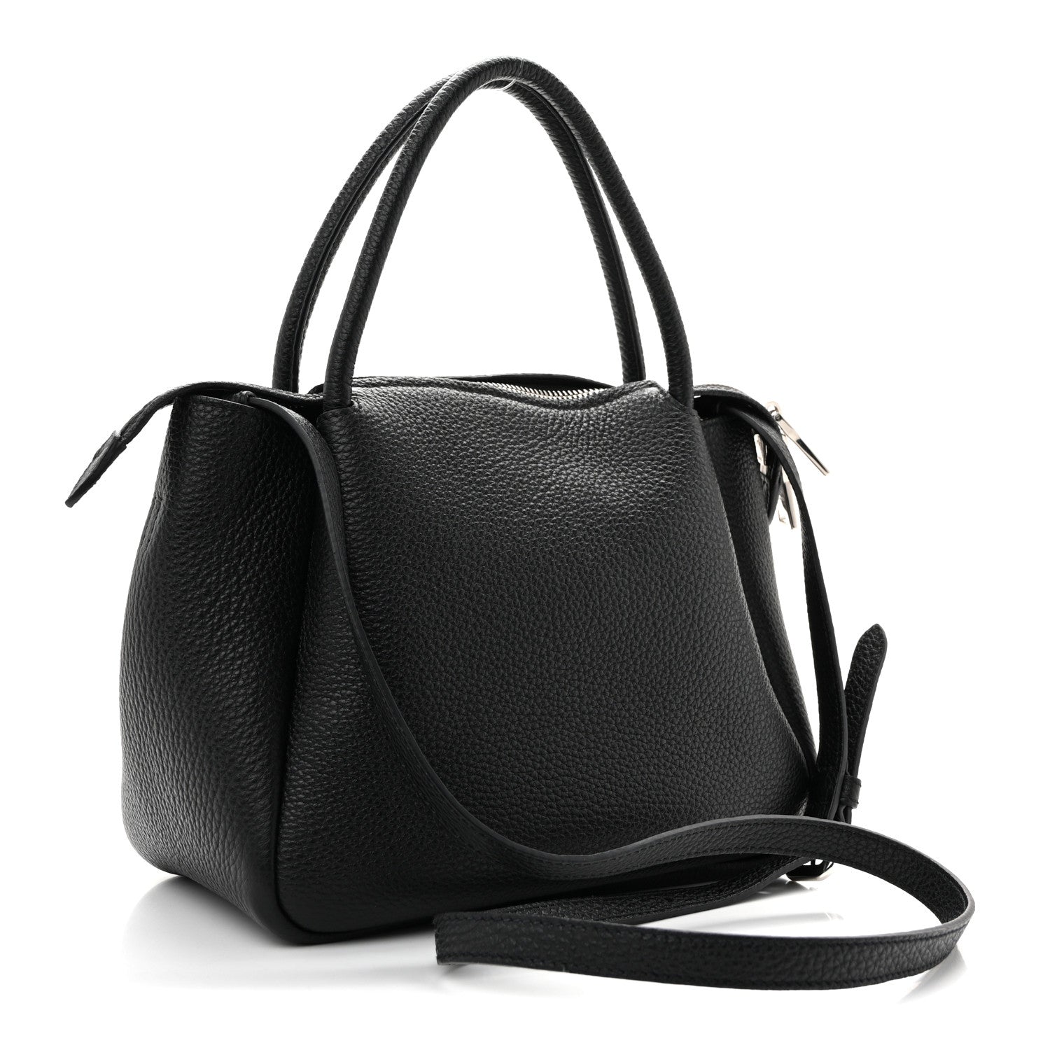 Prada Vitello Daino Soft Mini Zippered Top Handle Bag Black