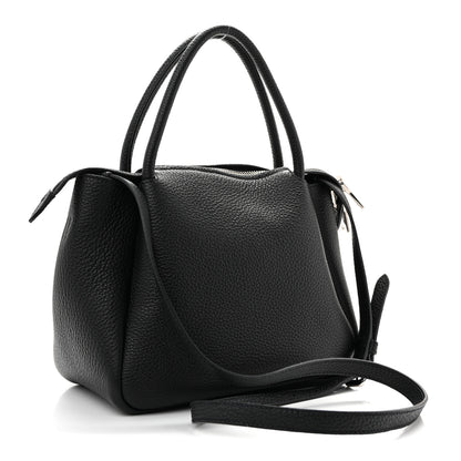 Prada Vitello Daino Soft Mini Zippered Top Handle Bag Black 3 of 9