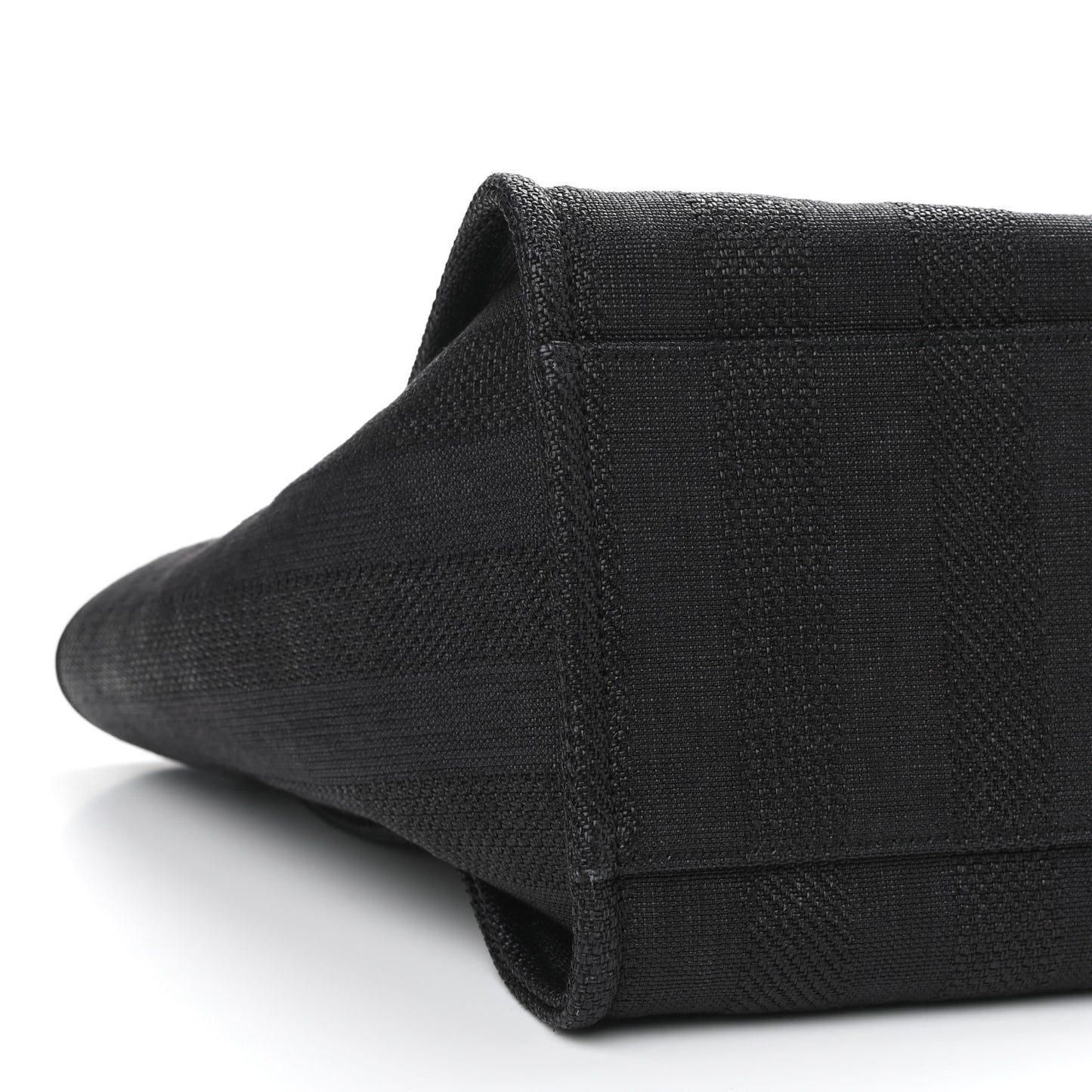 Mixed Fibers Calfskin Striped Medium Deauville Tote Black