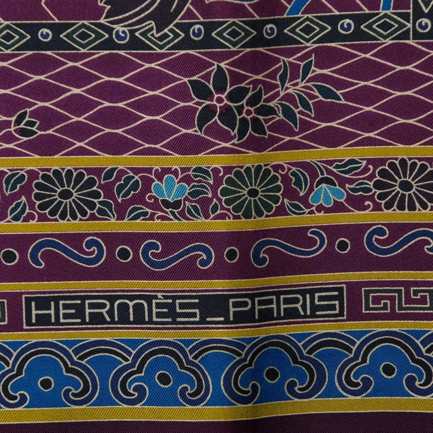 Hermes Silk Collections Imperiales Scarf 90 Aubergine Vert Bleu 4 of 6