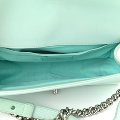 Chanel Iridescent Lambskin Chevron Quilted Medium Boy Flap Turquoise 8 of 13