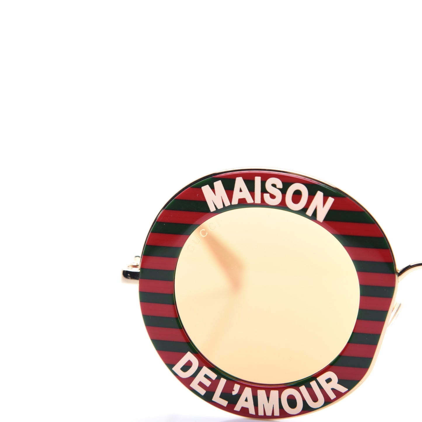 Metal Acetate Striped Maison Del'Amour Round Frame Sunglasses GG0113S Red Green