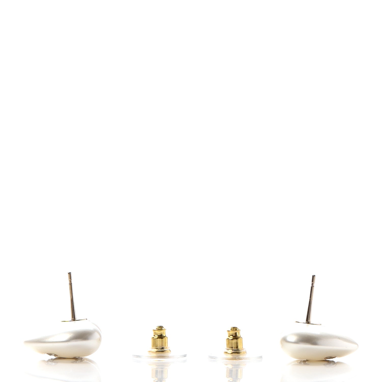Chanel Pearl Crystal CC Heart Earrings Gold 3 of 4