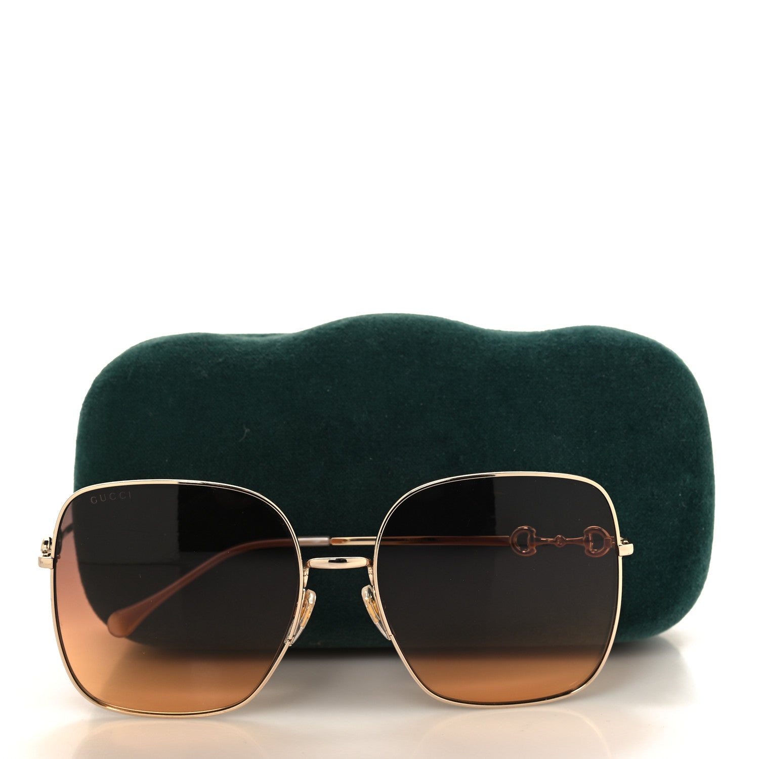 Gucci Metal Horsebit Square Sunglasses Gold 7 of 7