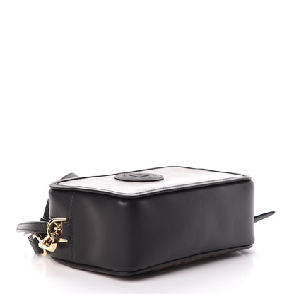 Fendi Glazed Fabric Vitello Century FF 1974 Stamp Patch Mini Camera Case Mogano Panna Black 4 of 11