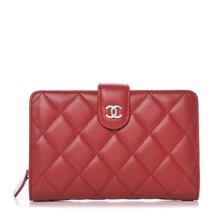 Chanel Lambskin Quilted Zipped Pocket Wallet Red 1 of 7
