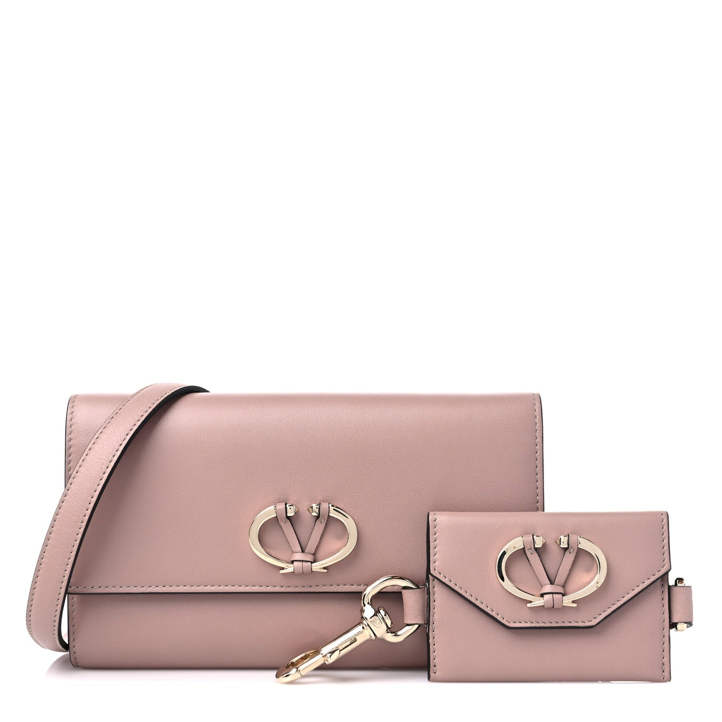 Calfskin V Rivet Shoulder Bag Poudre