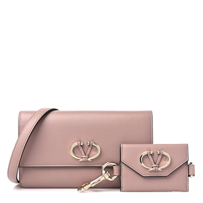 Valentino Garavani Calfskin V Rivet Shoulder Bag Poudre 3 of 10