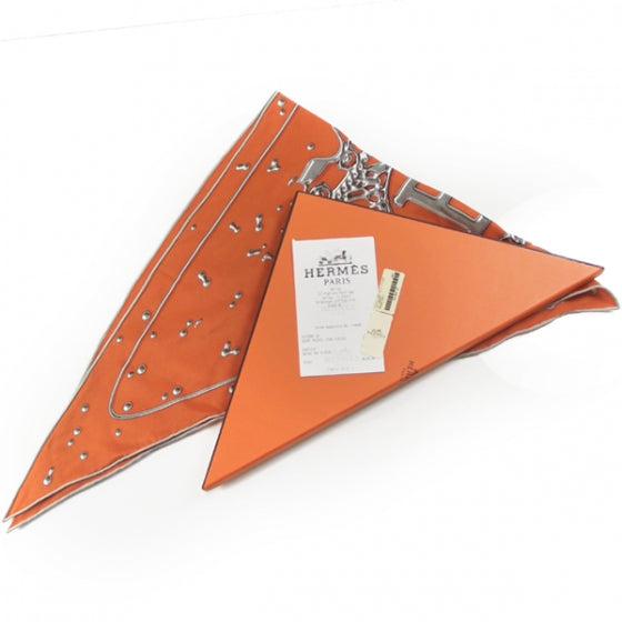 Silk Pointu Triangle Scarf Orange
