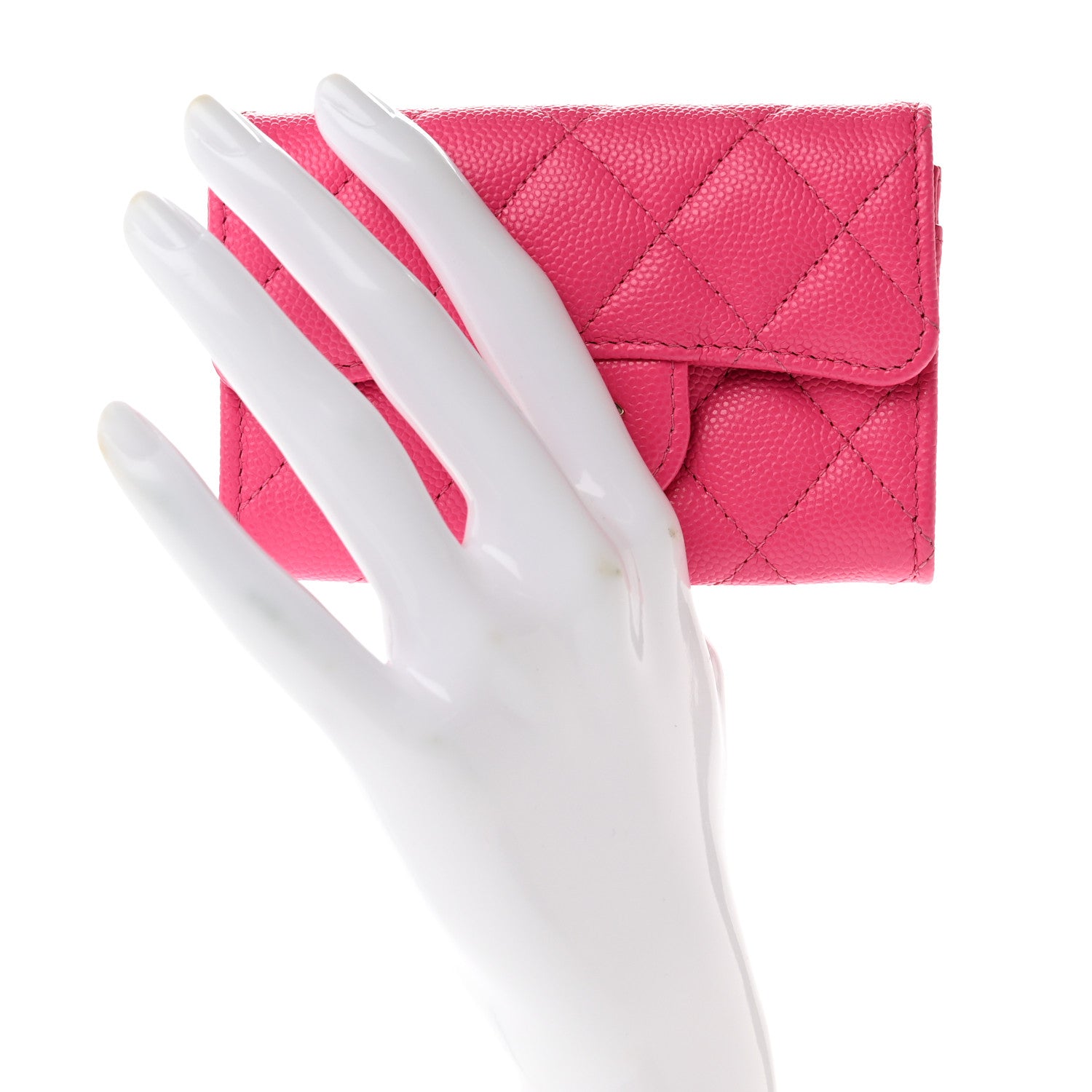 Chanel Caviar Quilted Flap Card Holder Wallet Pink 2 of 7
