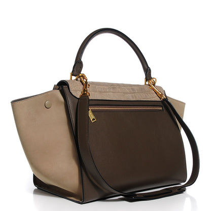 Celine Nubuck Crocodile Embossed Medium Trapeze Grey 3 of 7