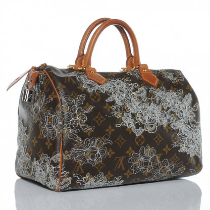 Louis Vuitton Monogram Dentelle Speedy 30 Silver 3 of 7