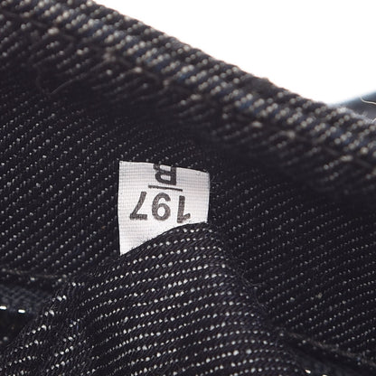Prada Denim Crystal Studded Canapa Tote Black 7 of 9
