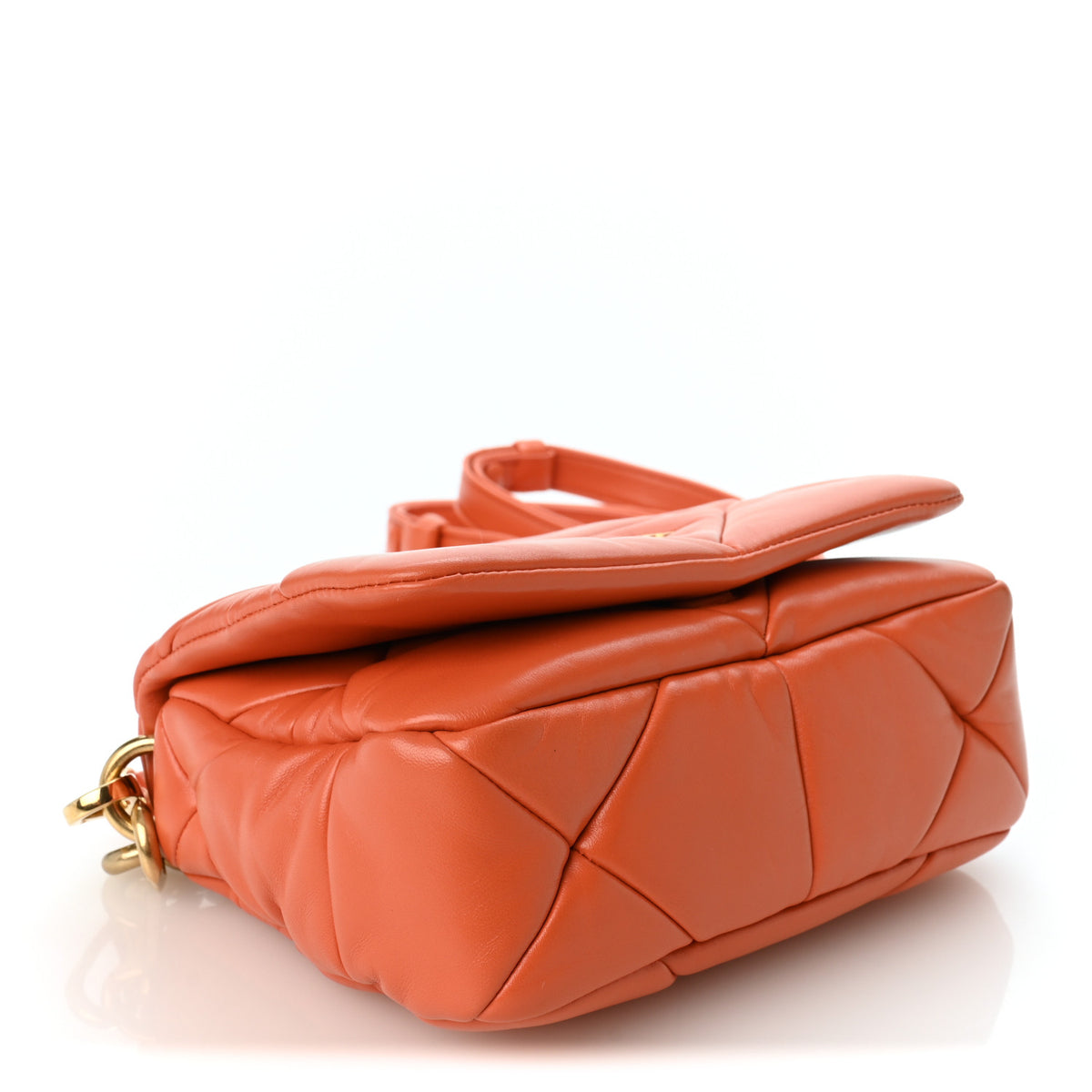 Prada Nappa Metal Quilted Small Patchwork System Flap Bag Arancio 3 of 9