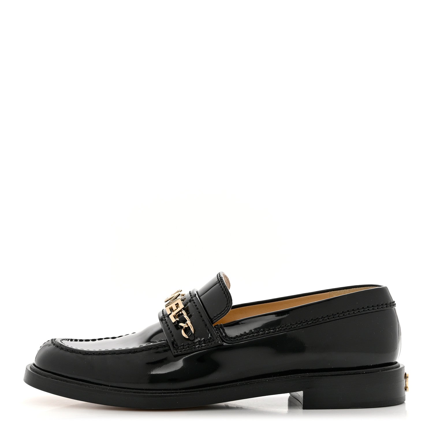 Chanel Shiny Calfskin Logo Loafers 38.5 Black 1 of 9