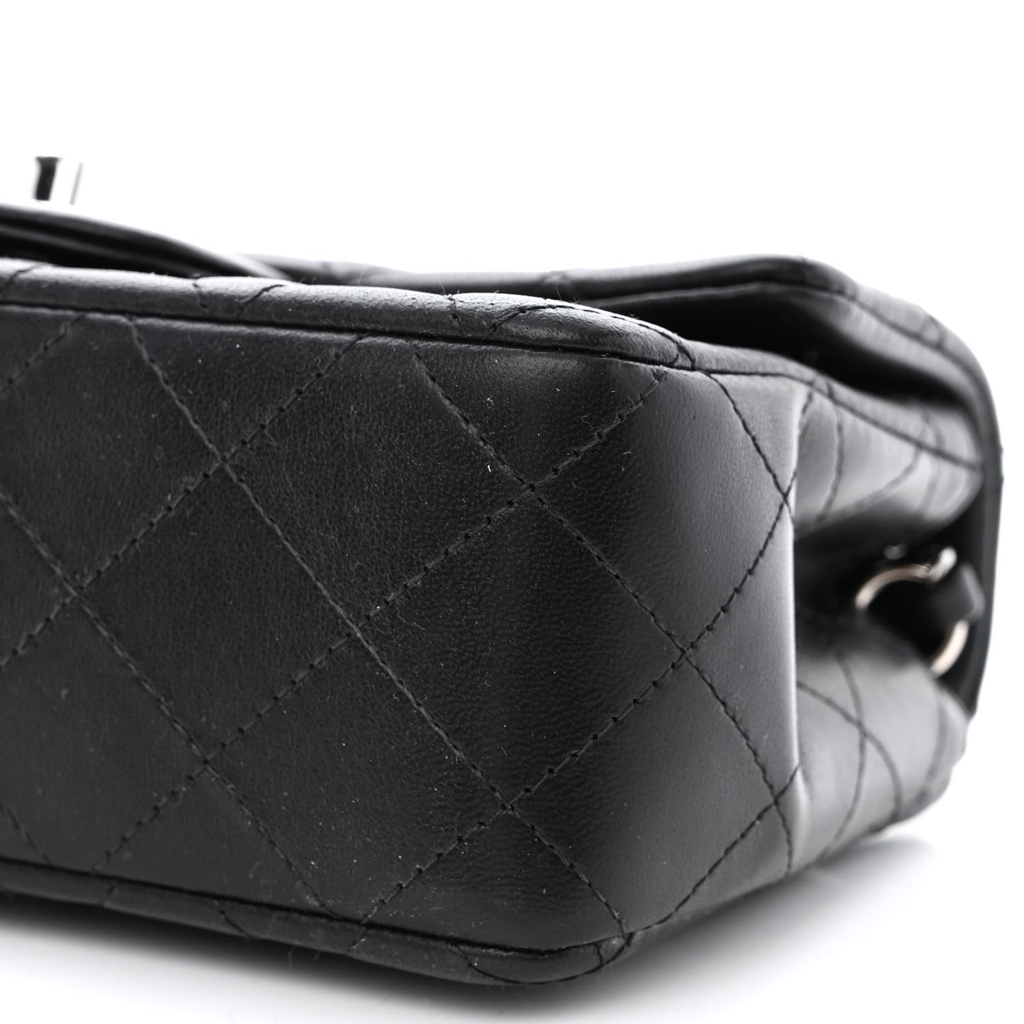 Lambskin Quilted Mini Rectangular Flap Black
