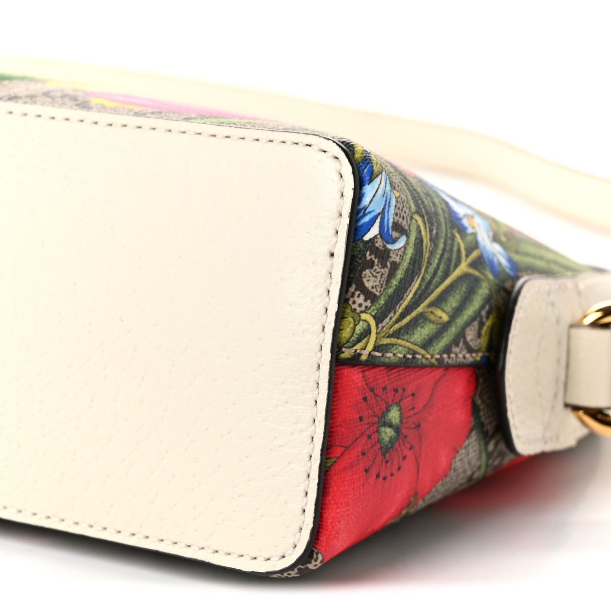GG Supreme Monogram Flora Web GG Small Ophidia Dome Shoulder Bag White