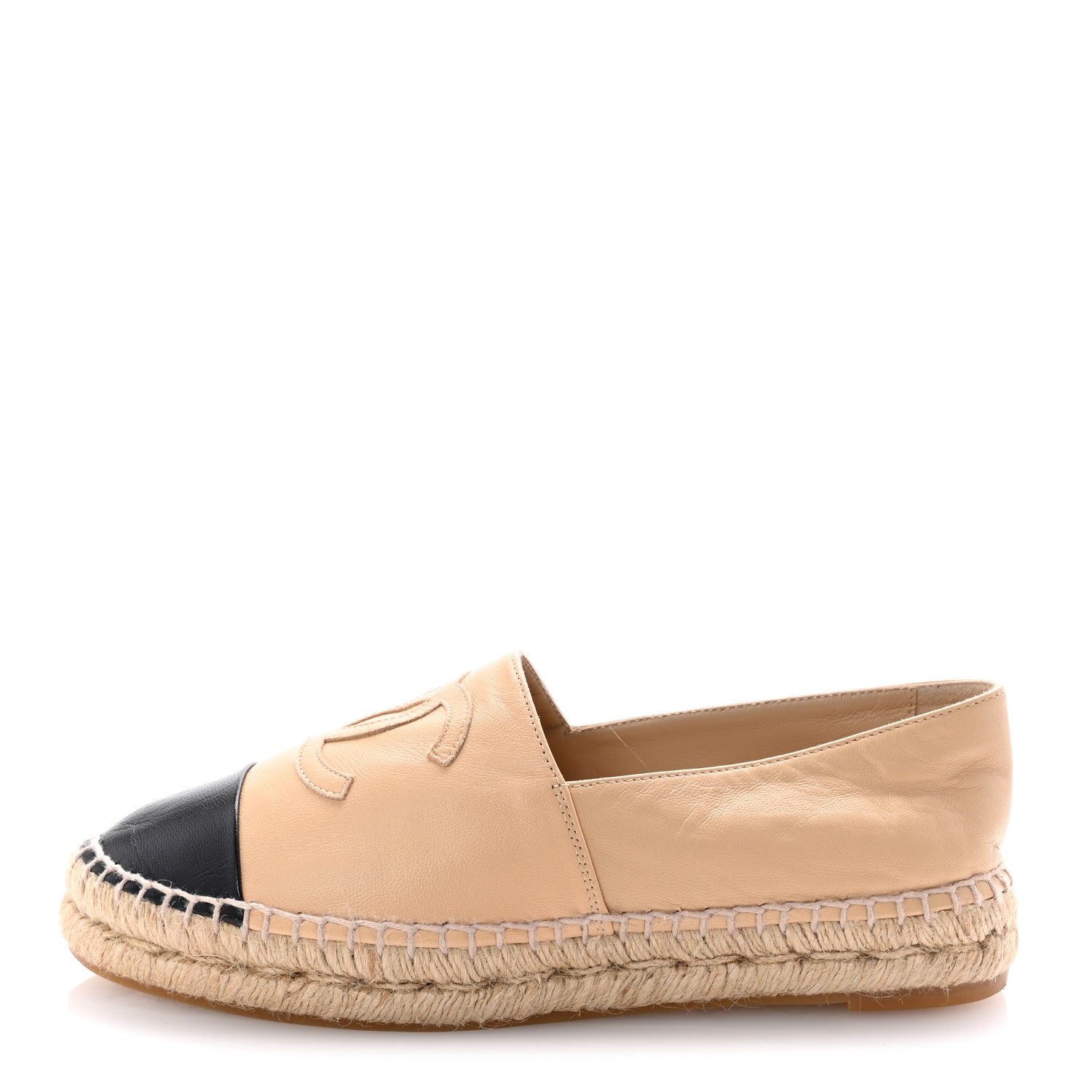 Chanel Lambskin CC Espadrilles 37 Beige Black 1 of 10