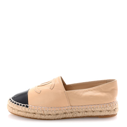 Chanel Lambskin CC Espadrilles 37 Beige Black 1 of 10