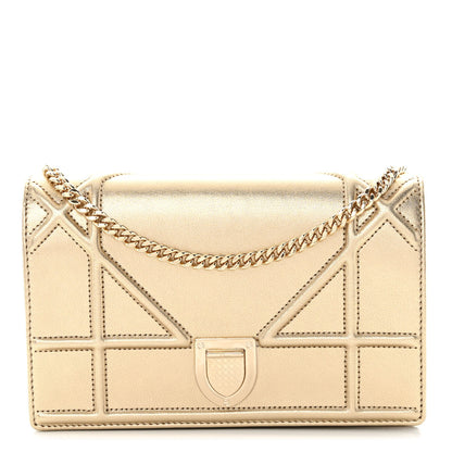 Christian Dior Metallic Calfskin Diorama Wallet on Chain Pouch Light Gold 1 of 9