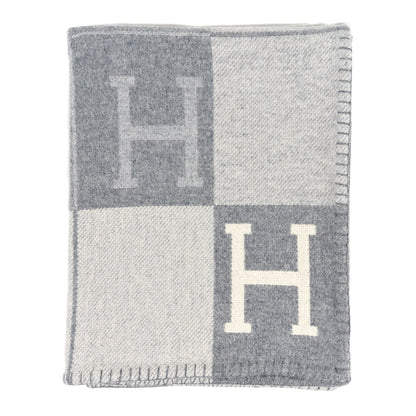 Hermes Wool Cashmere Avalon III Blanket Ecru Gris Clair 1 of 3