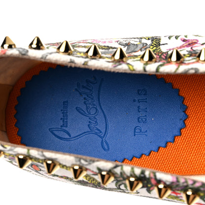 Christian Louboutin Canvas Loubi Jungle Print Ares Spikes Flat Espadrilles 41 Ivory Gold 10 of 15