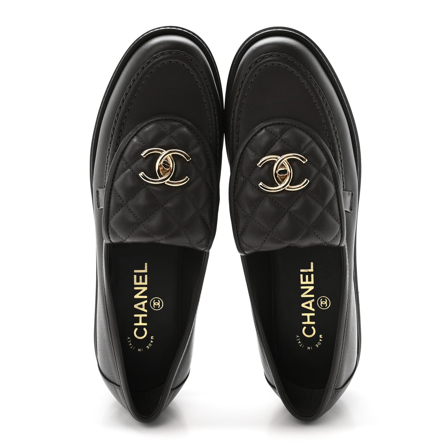 Chanel Lambskin Quilted CC Turnlock Loafers 39.5 Dark Brown 2 of 9