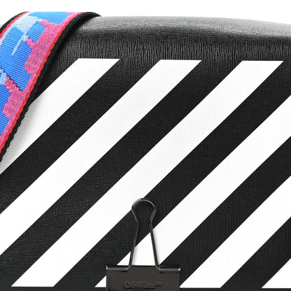Off-White Saffiano Striped Mini Diag Binder Clip Bag Black White Indus 7 of 9