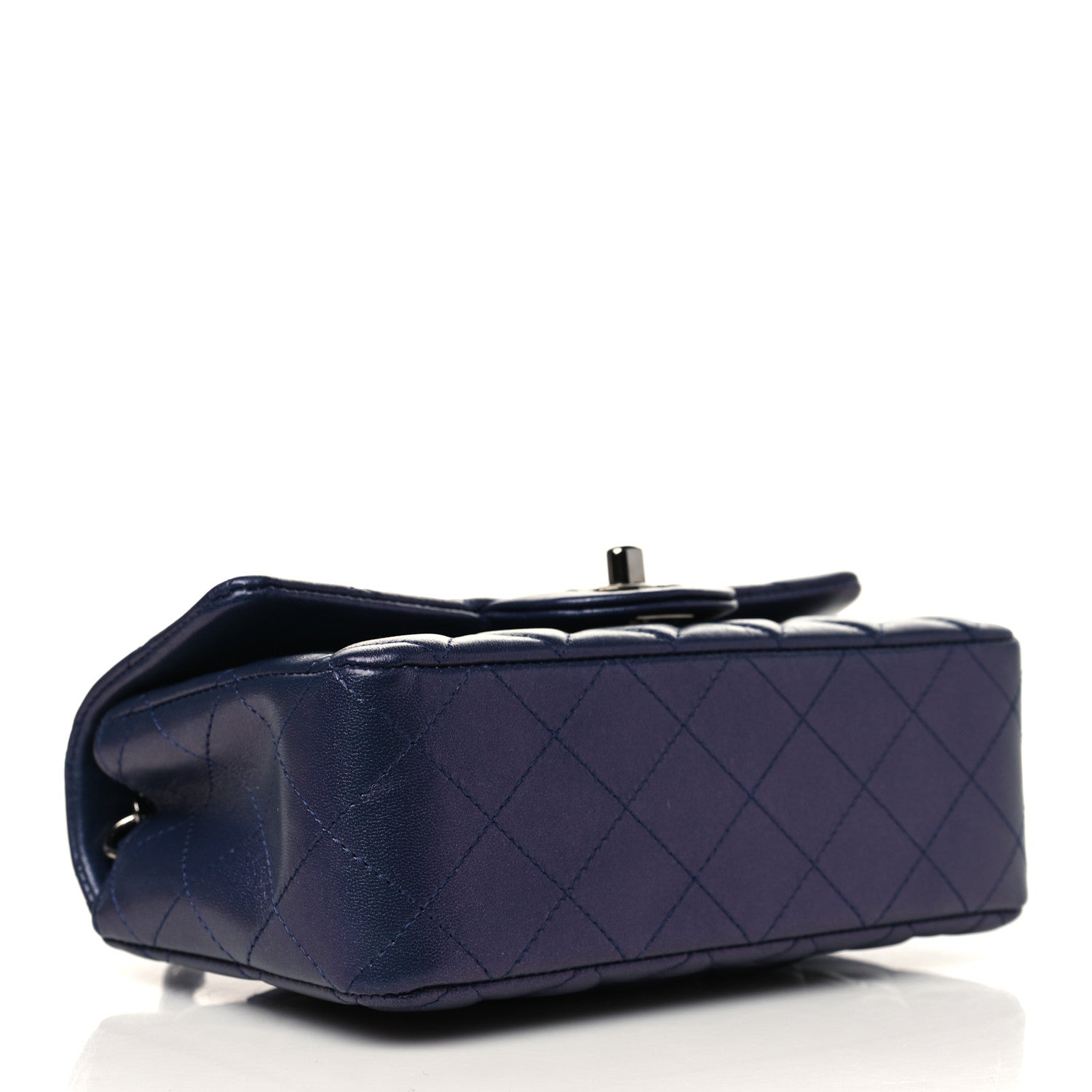Chanel Iridescent Lambskin Quilted Mini Rectangular Flap Navy Blue 3 of 8