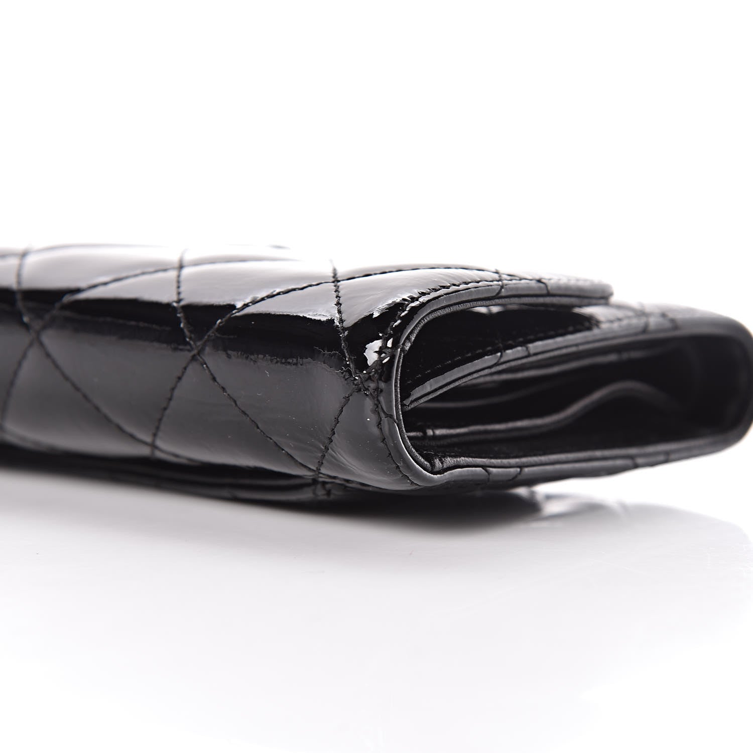 Chanel Patent Quilted Large Flap Wallet Black 12 of 13