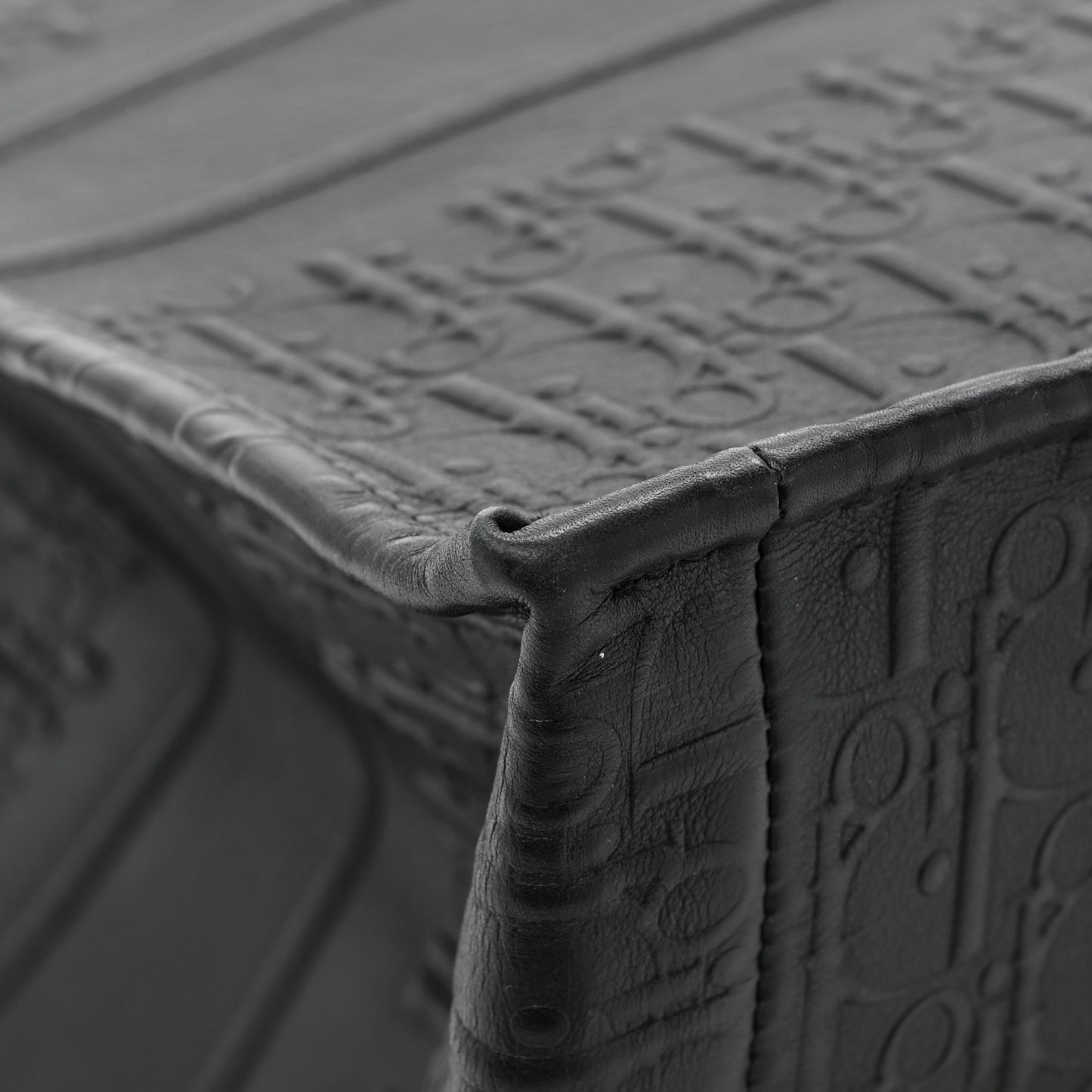 Oblique Calfskin Embossed Large Book Tote Black