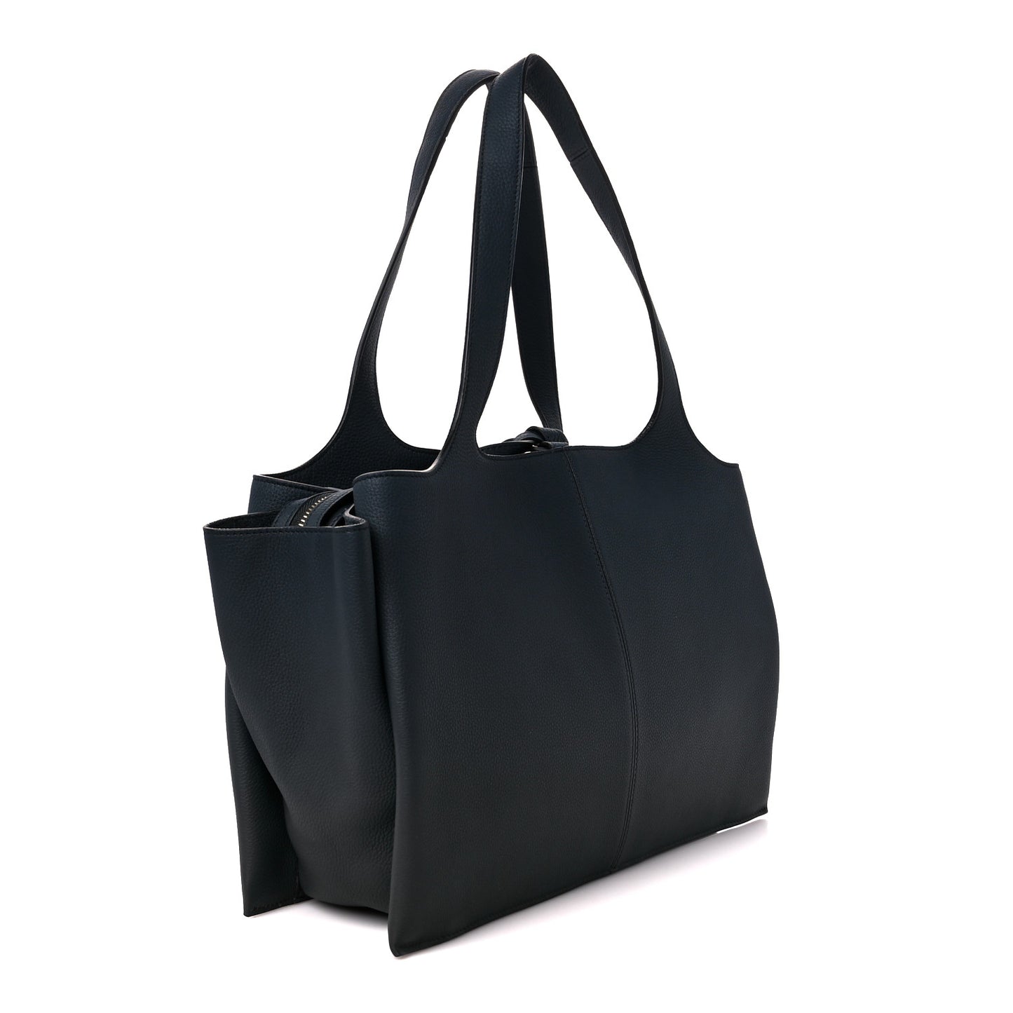 Baby Grained Calfskin Medium Tri-Fold Bag Dark Sea
