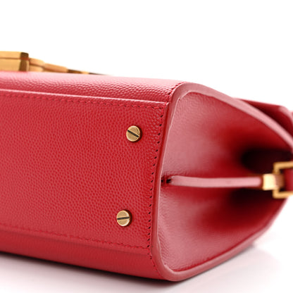 Saint Laurent Grain de Poudre Mini Classic Monogram Cassandra Top Handle Red 10 of 11