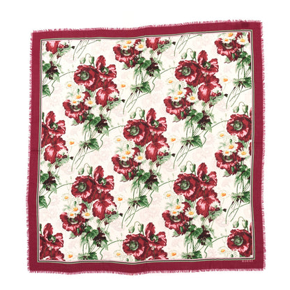 Gucci Wool Jacquard Deep Love Square Shawl Ivory Red 1 of 4