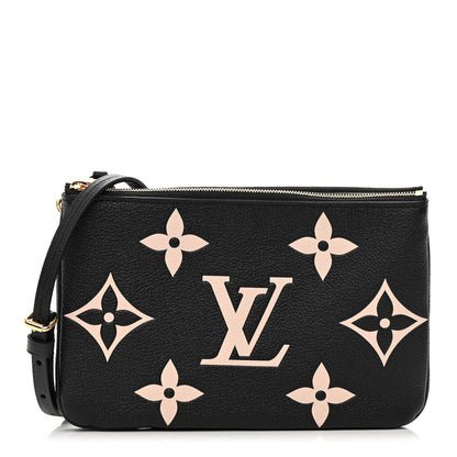 Louis Vuitton Empreinte Monogram Giant Double Zip Pochette Black Cream 1 of 11