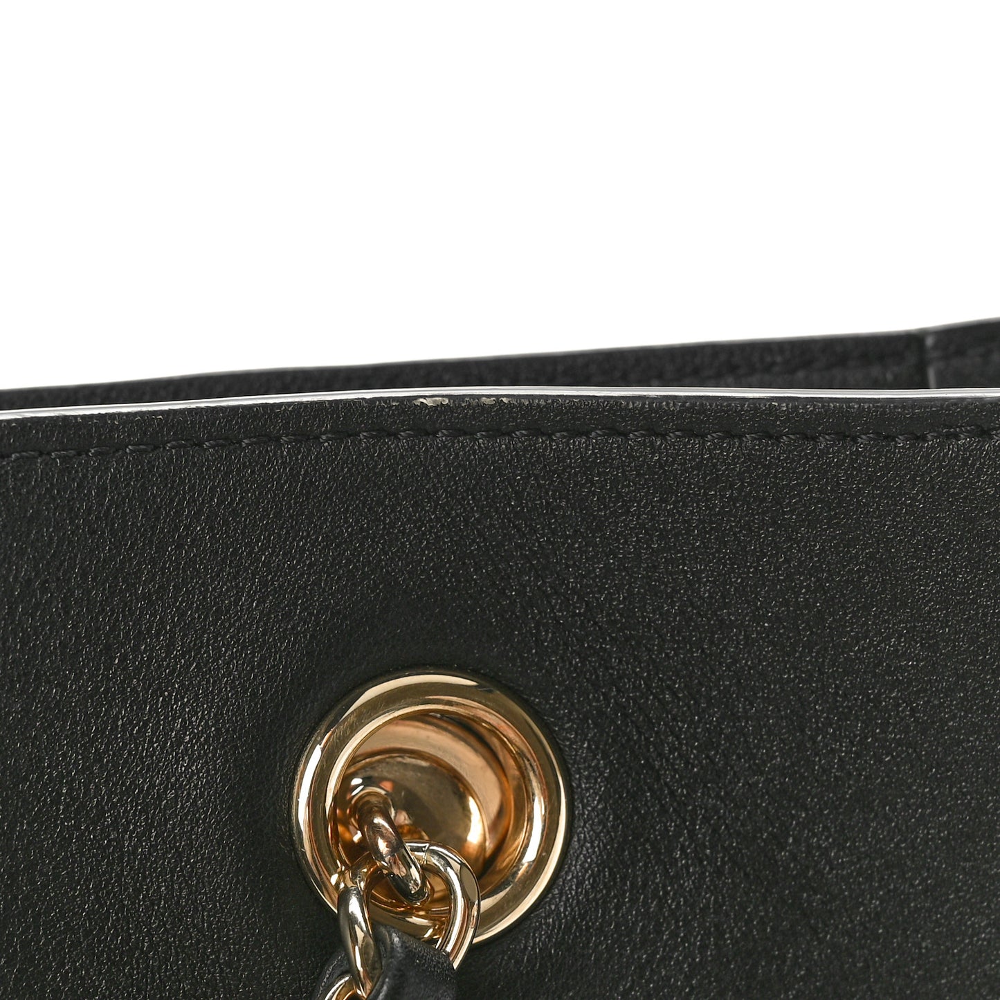 Lambskin Stitched Essential Shopping Tote Black