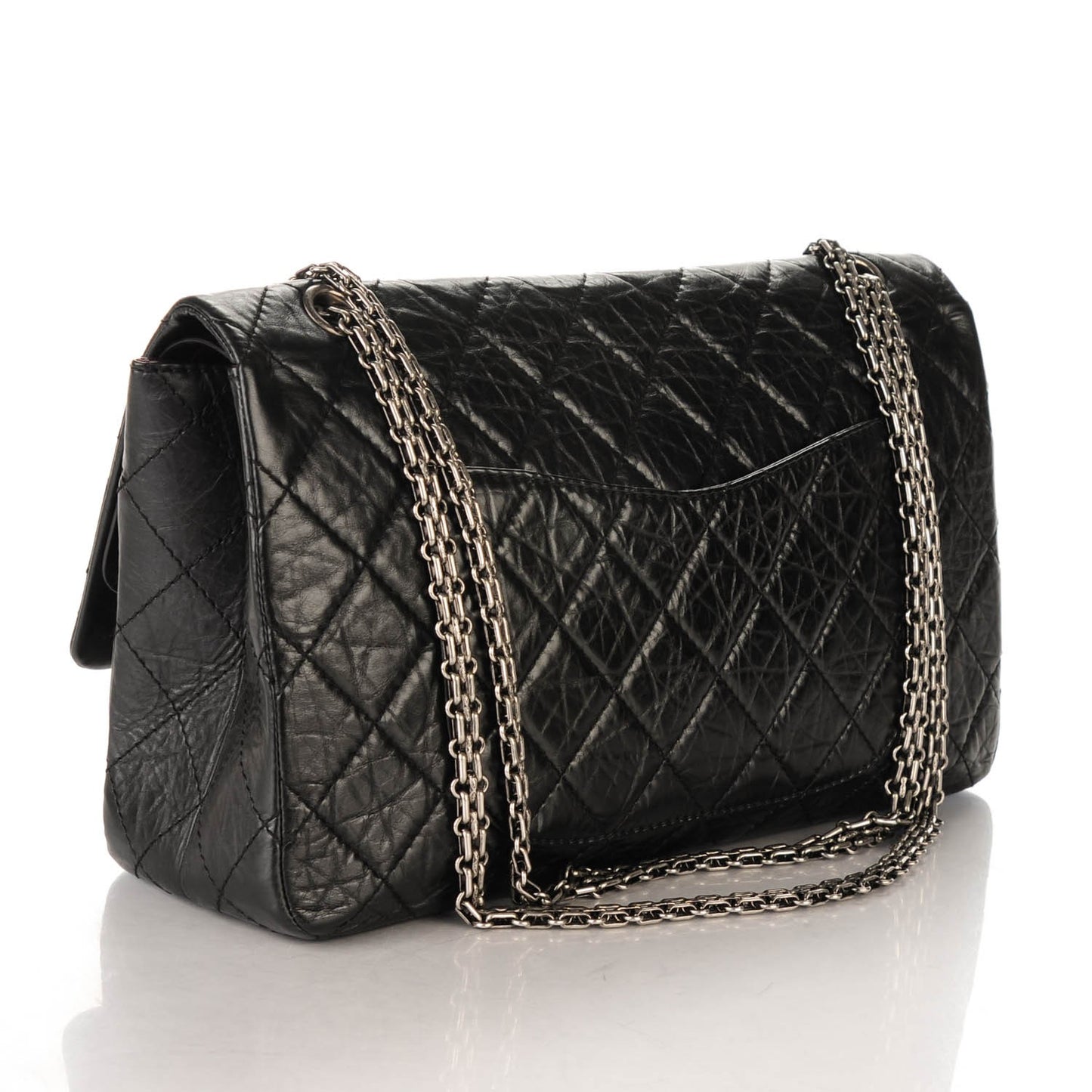 Aged Calfskin Quilted 2.55 Reissue 227 Flap Black