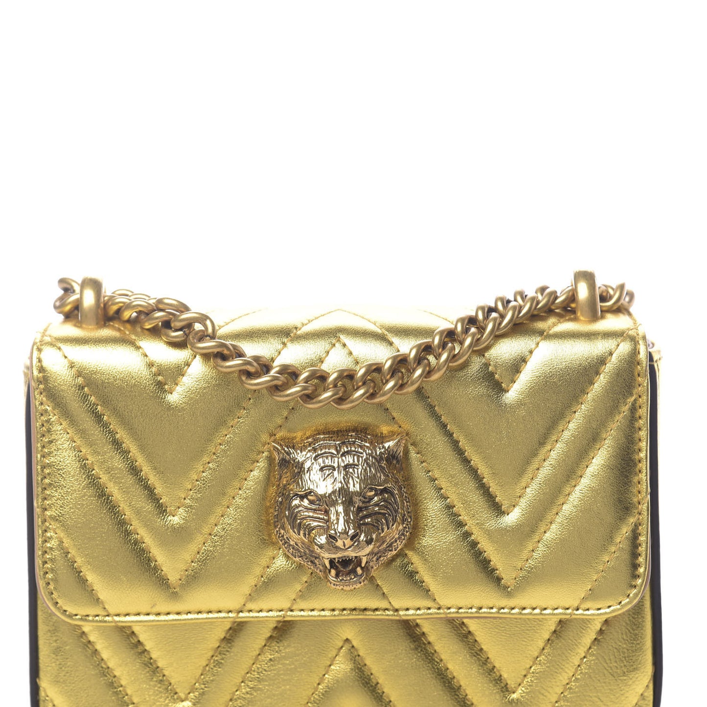 Metallic Nappa Matelasse Broadway Shoulder Bag Gold