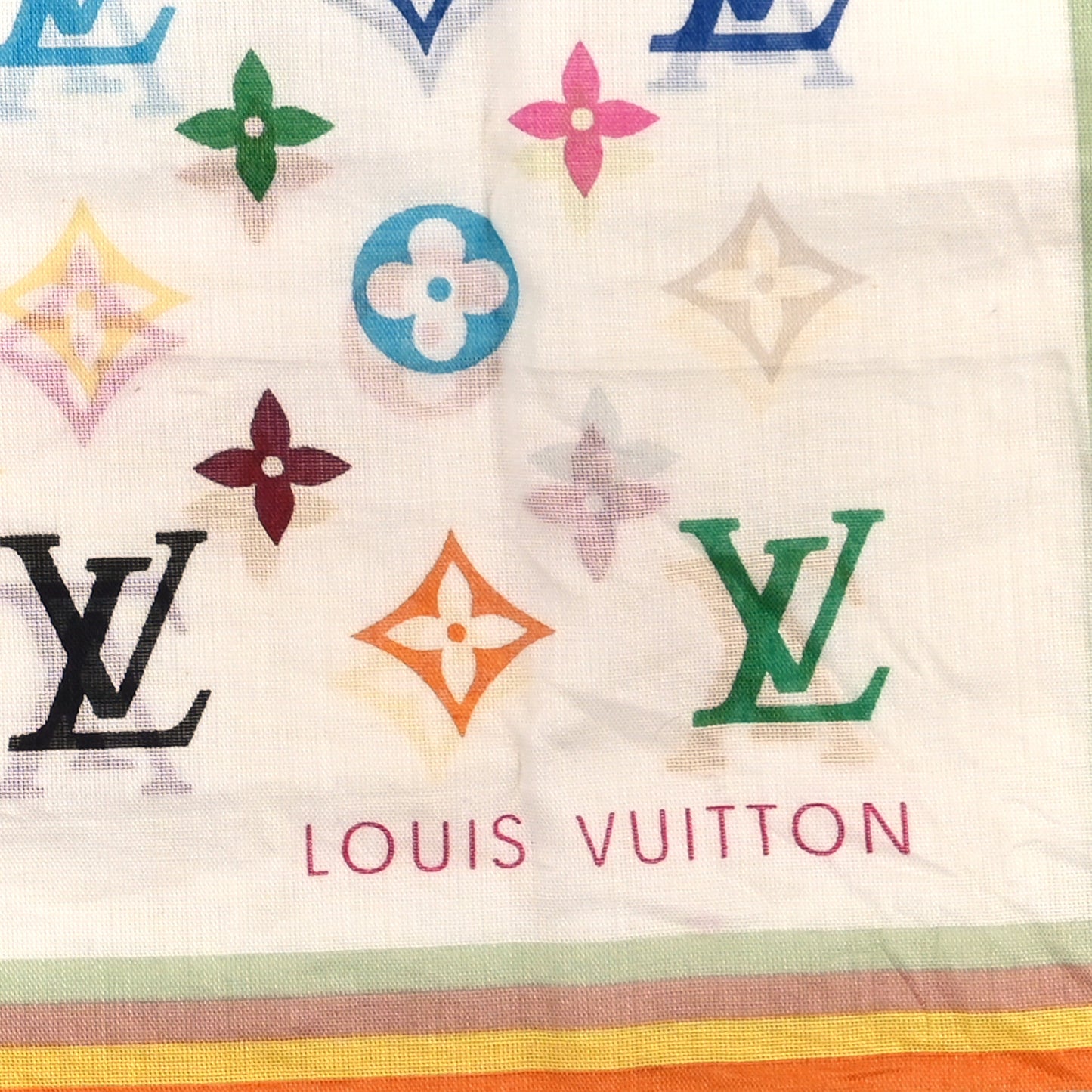 Silk Monogram Multicolor Scarf White