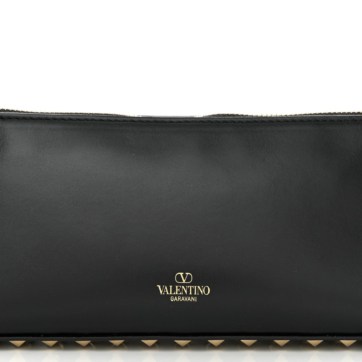 Smooth Calfskin Rockstud East West Crossbody Clutch Bag Black