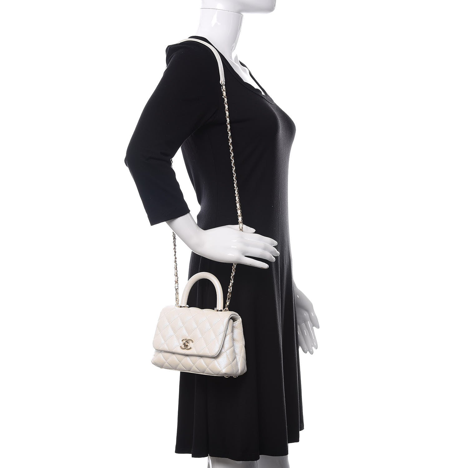 Chanel Iridescent Caviar Quilted Extra Mini Coco Handle Flap Ivory 2 of 10