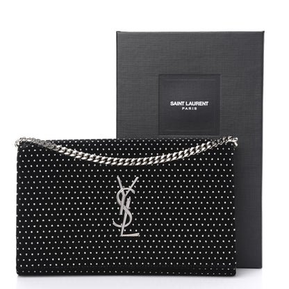 Saint Laurent Velvet Crystal Monogram Chain Wallet Black 12 of 12