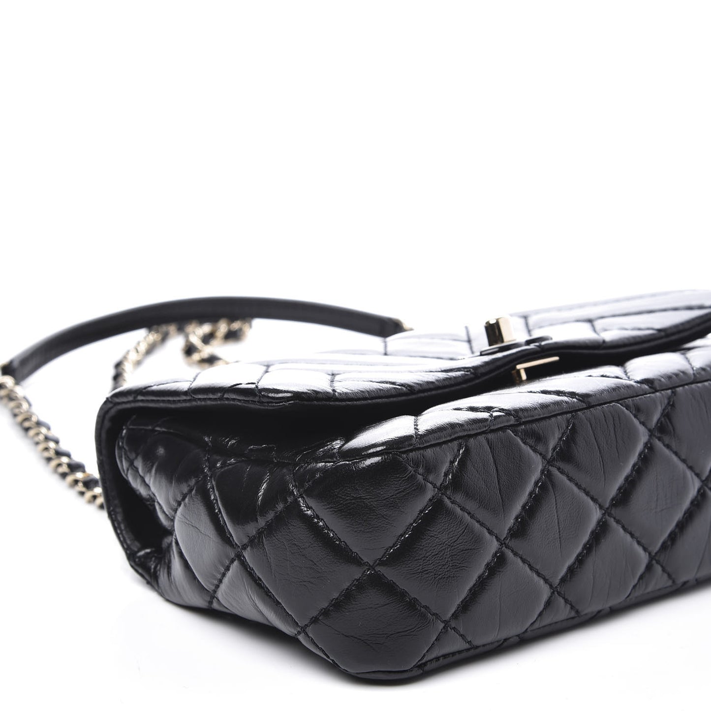 Shiny Lambskin Quilted Small Montcoco Flap Black