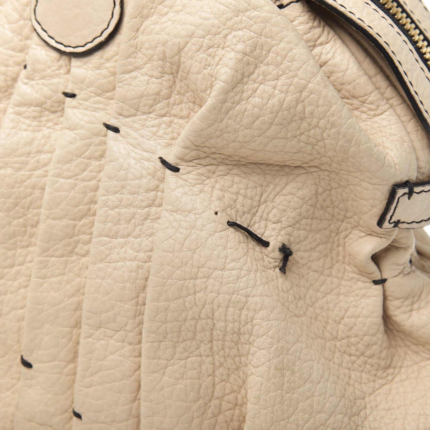 Lambskin Pleated Studded Maizeon Tote Beige