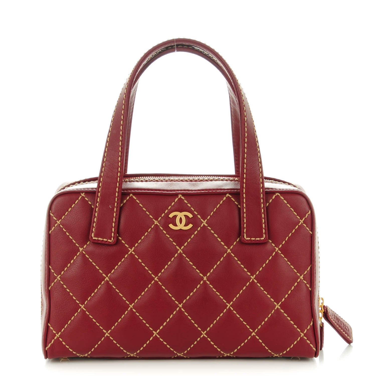 Chanel Calfskin Wild Stitch Top Handle Bag Red 1 of 7