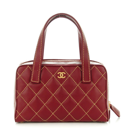 Chanel Calfskin Wild Stitch Top Handle Bag Red 1 of 7