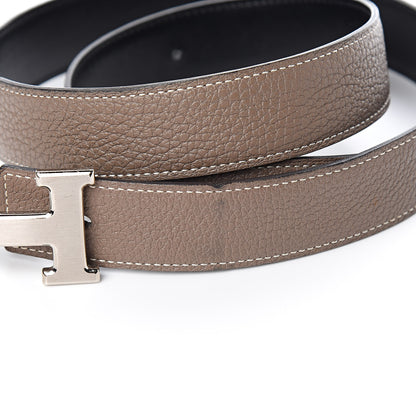 Hermes Box Togo 32mm H Belt 85 Black Etoupe 8 of 10