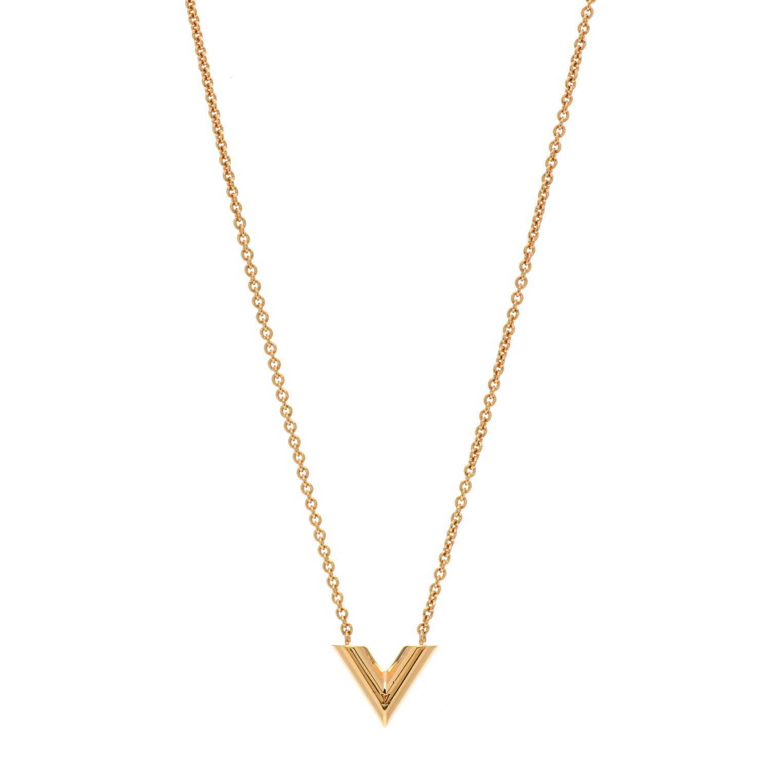 Louis Vuitton Brass Essential V Necklace Gold 1 of 5