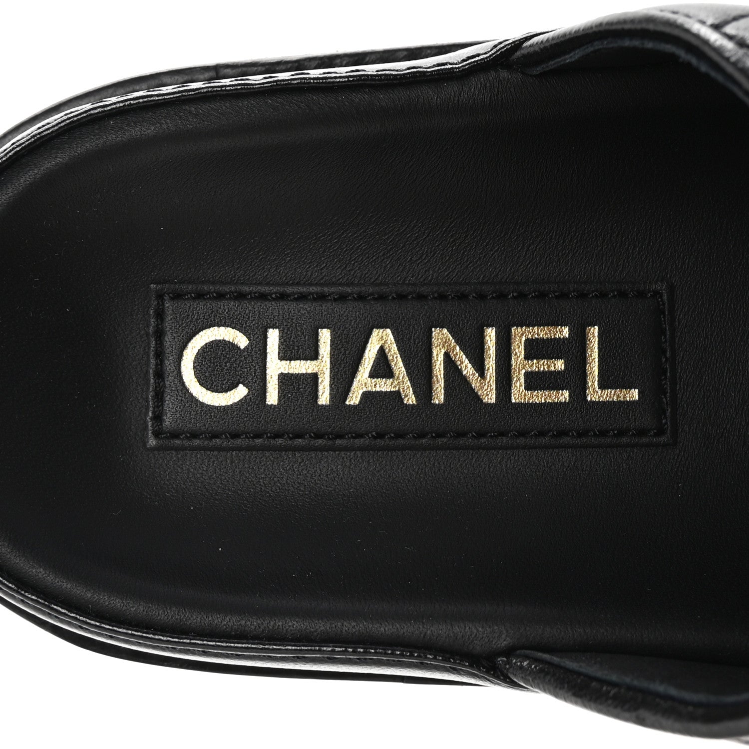 Chanel Lambskin Quilted Velcro Dad Chain CC Slide Sandals 37.5 Black 8 of 10